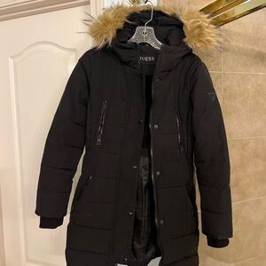 Guess Black Jacket with Fur Trim